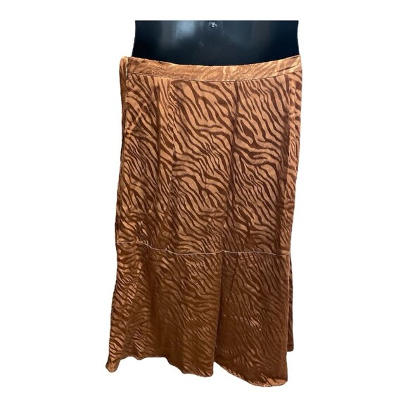 Maeve by Anthropologie Tamra Jacquard Bronze Animal Print Midi Skirt Size 12 - Picture 2 of 5
